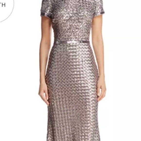 Aqua - belted sequin gown - Picture 4 of 10